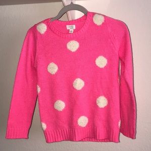 Girls Hot Pink Polka Dot Knit Sweater